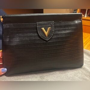 VALENTINO Black Leather Clutch Bag